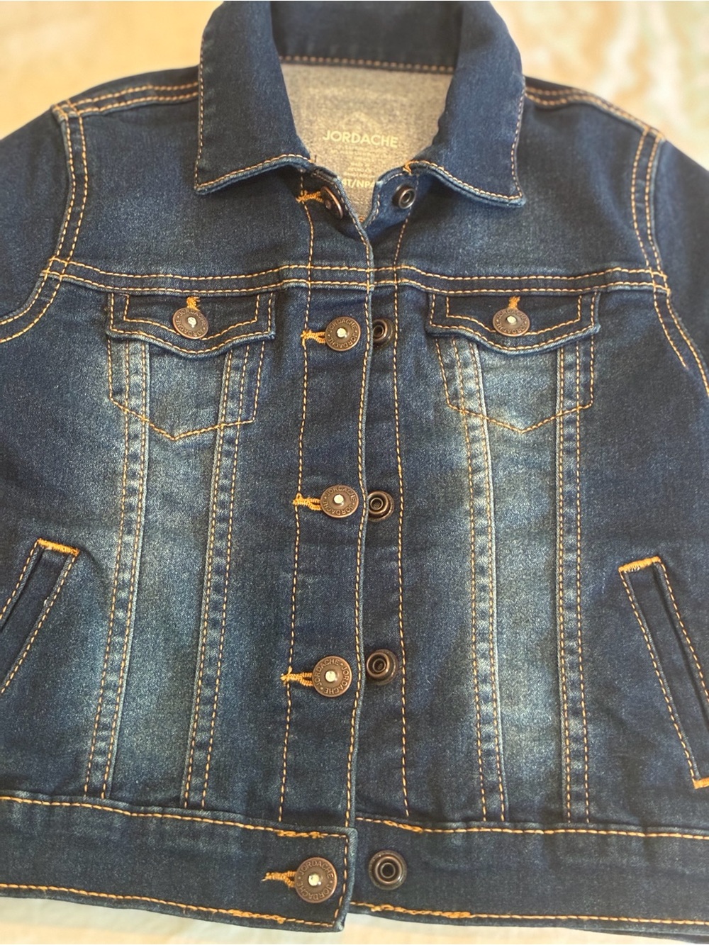Jordache Blue Denim Jacket with Gold Stitching